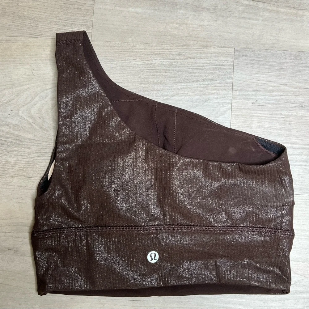 Lululemon Align Asymetrical Ribbed Bra C/D *Shine in Espresso, size 4